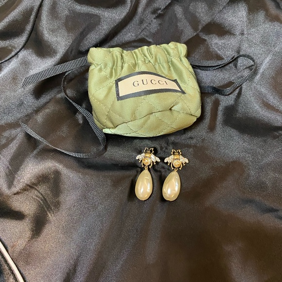 Gucci BEE EARRINGS WITH DROP PEARLS *REAL* - Picture 3 of 6